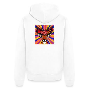 Deer with Flowers - Unisex Premium Organic Zip Hoodie - white - Back - Thijin (182cm)
