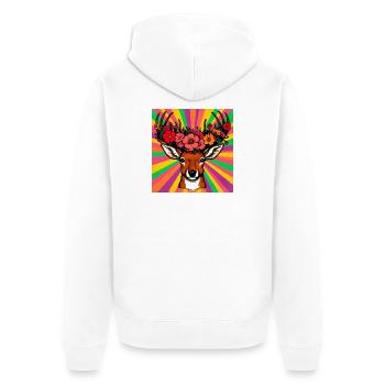 Cerf aux fleurs - Veste à capuche bio Premium Unisexe - blanc - Dos - Thijin (182cm)