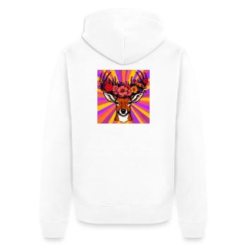 Cerf aux fleurs - Veste à capuche bio Premium Unisexe - blanc - Dos - Thijin (182cm)