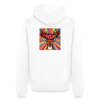 Cerf aux fleurs - Veste à capuche bio Premium Unisexe - blanc - Dos - Thijin (182cm)