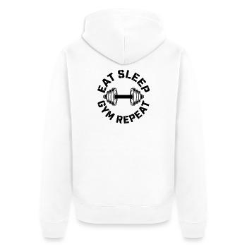 Fitnessstudio - Unisex Premium Bio Zip Hoodie - Weiß - Hinten - Thijin (182cm)