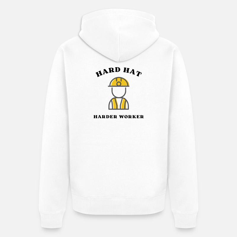 Silhouette du Héros du Chantier - Veste à capuche bio Premium Unisexe - blanc