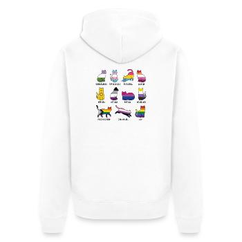 LGBTQ-Pride-Monat – Rainbow Cats - Unisex Premium Bio Zip Hoodie - Weiß - Hinten - Thijin (182cm)
