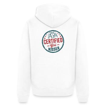 LGBTQ Pride Month - Lesbian Pride - Girl Kisser - Unisex Premium Organic Zip Hoodie - white - Back - Thijin (182cm)