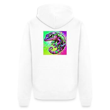 Gecko - Unisex Premium Organic Zip Hoodie - white - Back - Thijin (182cm)