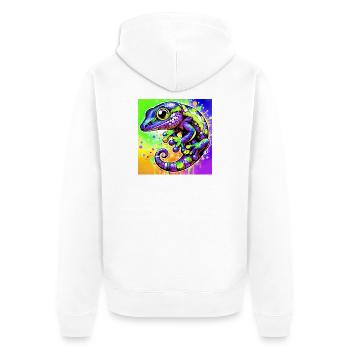 Gecko - Unisex Premium Organic Zip Hoodie - white - Back - Thijin (182cm)