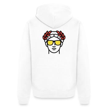 Römische Statue Sonnenbrille Antike Kunst - Unisex Premium Bio Zip Hoodie - Weiß - Hinten - Thijin (182cm)