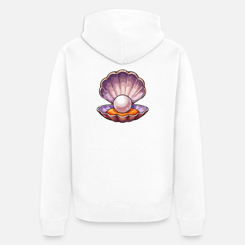 Perle irisée dans la coquille - Veste à capuche bio Premium Unisexe - blanc