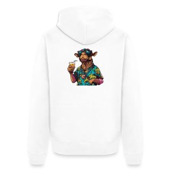 Kamel Comic Sommer - Unisex Premium Bio Zip Hoodie - Weiß - Hinten - Thijin (182cm)