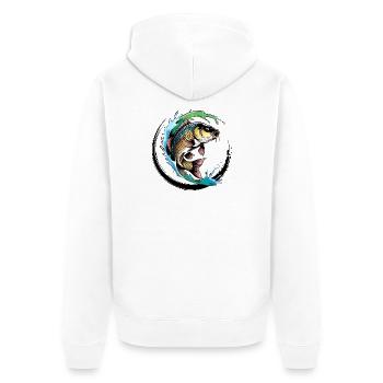 Karpfen Angeln - Unisex Premium Bio Zip Hoodie - Weiß - Hinten - Thijin (182cm)