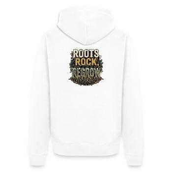 Roots Rock Regrow Farmer - Unisex Premium Bio Zip Hoodie - Weiß - Hinten - Thijin (182cm)