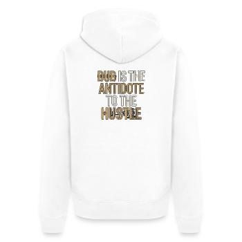 Dub Hustle - Unisex Premium Organic Zip Hoodie - white - Back - Thijin (182cm)