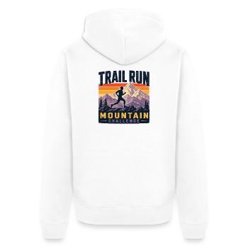 Trail Run - Mountain Challenge - Unisex Premium Organic Zip Hoodie - white - Back - Thijin (182cm)