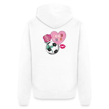 ich liebe Fußball - Unisex Premium Bio Zip Hoodie - Weiß - Hinten - Thijin (182cm)