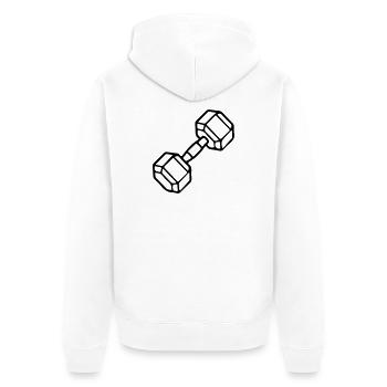 Hantel Symbol Gewichte Training - Unisex Premium Bio Zip Hoodie - Weiß - Hinten - Thijin (182cm)