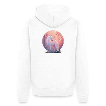 Cheval avec papillon - Veste à capuche bio Premium Unisexe - blanc - Dos - Thijin (182cm)
