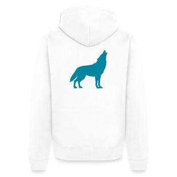 Wolf Silhouette - Unisex Premium Organic Zip Hoodie - white - Back - Thijin (182cm)
