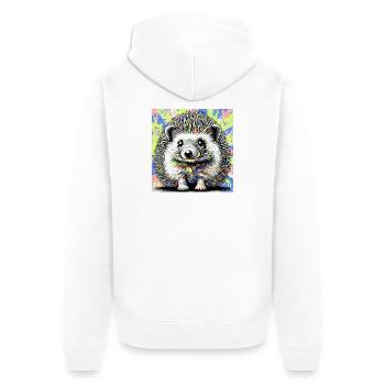 Igel - Unisex Premium Bio Zip Hoodie - Weiß - Hinten - Thijin (182cm)