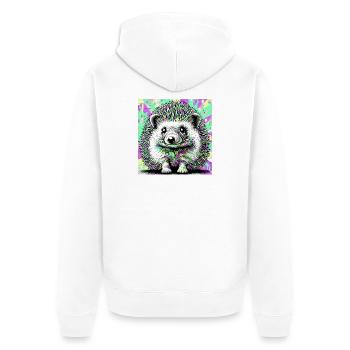 Igel - Unisex Premium Bio Zip Hoodie - Weiß - Hinten - Thijin (182cm)