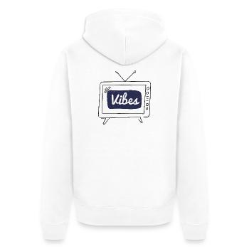 Vibes Navy Patch Hand Lettering - Unisex Premium Organic Zip Hoodie - white - Back - Thijin (182cm)