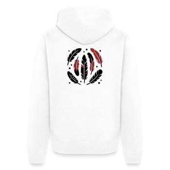 Logo du cercle de plumes d’oiseau - Veste à capuche bio Premium Unisexe - blanc - Dos - Thijin (182cm)