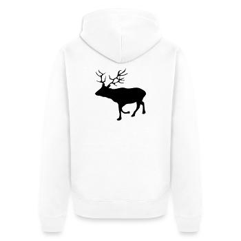 Reh - Unisex Premium Bio Zip Hoodie - Weiß - Hinten - Thijin (182cm)