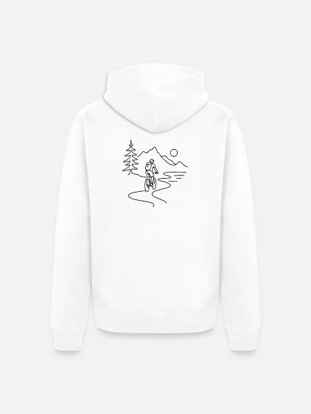 Cyclist in mountains - Unisex Premium Bio Zip Hoodie - Weiß