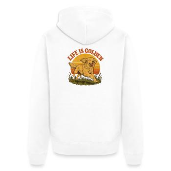 Life is golden mit Golden Retriever - Unisex Premium Bio Zip Hoodie - Weiß - Hinten - Thijin (182cm)