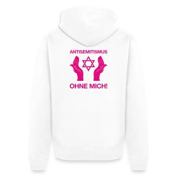 Antisemitismus – Ohne Mich! - Unisex Premium Bio Zip Hoodie - Weiß - Hinten - Thijin (182cm)