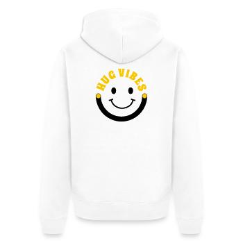 Minimalist Hug Vibes – Typography with Smile Curve - Unisex Premium Organic Zip Hoodie - white - Back - Thijin (182cm)