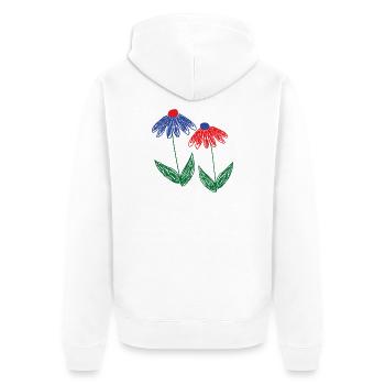 Flowers Blue Red - Unisex Premium Organic Zip Hoodie - white - Back - Thijin (182cm)