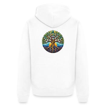 Glasbaum des Lebens - Unisex Premium Bio Zip Hoodie - Weiß - Hinten - Thijin (182cm)