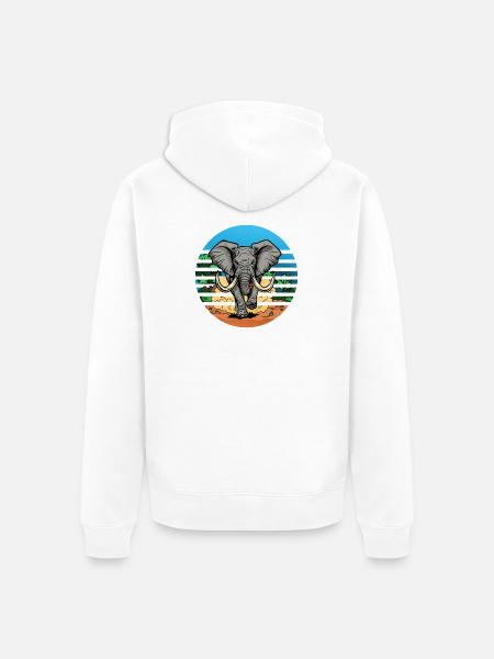 Elefant in Safari Retro Style - Unisex Premium Bio Zip Hoodie - Weiß