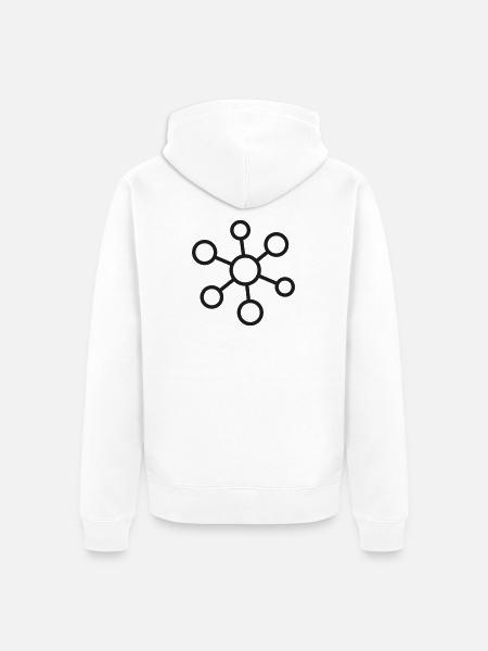 Neurale Netzwerkknoten-Ikone - Unisex Premium Bio Zip Hoodie - Weiß