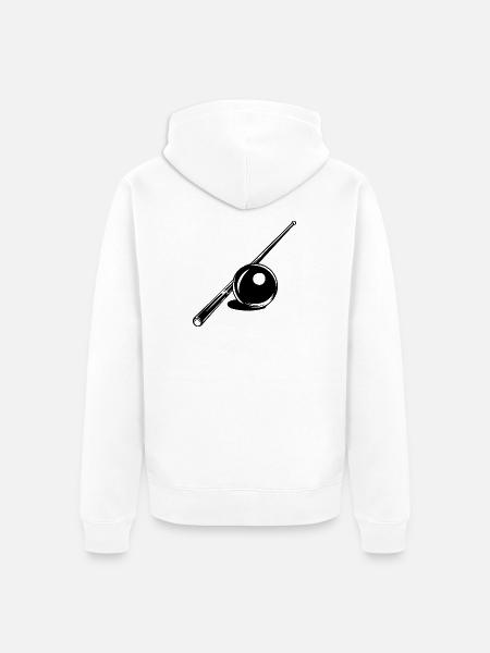 Billardkugel und Queue Skizze - Unisex Premium Bio Zip Hoodie - Weiß