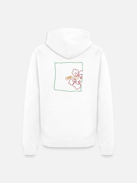 Hibiskus minimalistisch - Unisex Premium Bio Zip Hoodie - Weiß