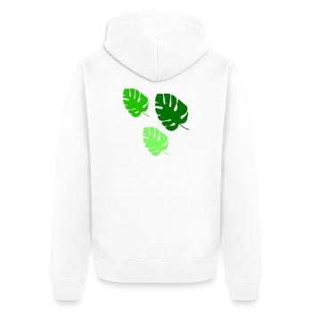 Monstera Blätter Trio Design - Unisex Premium Bio Zip Hoodie - Weiß - Hinten - Thijin (182cm)