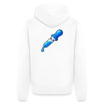 Kawaii Blauer Tropfendropper - Unisex Premium Bio Zip Hoodie - Weiß - Hinten - Thijin (182cm)