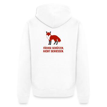 Füchse schützen, nicht schiessen - Unisex Premium Bio Zip Hoodie - Weiß - Hinten - Thijin (182cm)