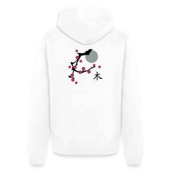 Kirsch Blüte-Cherry blossoms - Unisex Premium Bio Zip Hoodie - Weiß - Hinten - Thijin (182cm)