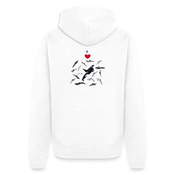 Ich liebe Delphine - ich liebe Delphine - Dauphins - Unisex Premium Bio Zip Hoodie - Weiß - Hinten - Thijin (182cm)