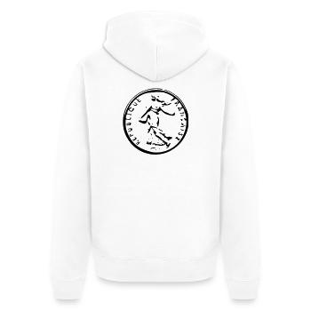 Let Franc - Unisex Premium Organic Zip Hoodie - white - Back - Thijin (182cm)