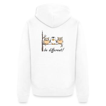 Owl and penguin - Unisex Premium Organic Zip Hoodie - white - Back - Thijin (182cm)