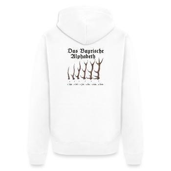 Das Bayrische Alphabet aus Bayern - Unisex Premium Bio Zip Hoodie - Weiß - Hinten - Thijin (182cm)