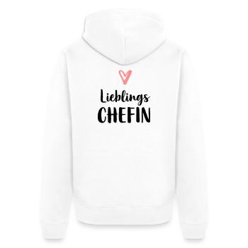 Lieblings Chefin Herz Geschenk Chef - Unisex Premium Bio Zip Hoodie - Weiß - Hinten - Thijin (182cm)