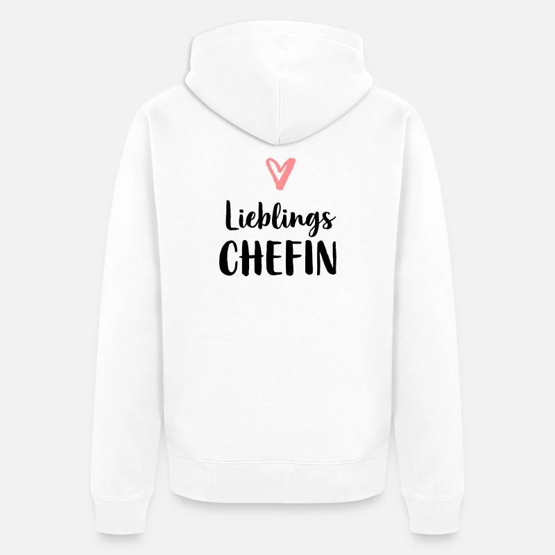 Lieblings Chefin Herz Geschenk Chef - Unisex Premium Bio Zip Hoodie - Weiß