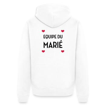 Equipe du Marié / Mariage / EVJF / EVG / Amour - Veste à capuche bio Premium Unisexe - blanc - Dos - Thijin (182cm)