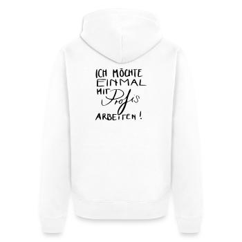 Ich möchte einmal mit Profis arbeiten! - Unisex Premium Bio Zip Hoodie - Weiß - Hinten - Thijin (182cm)