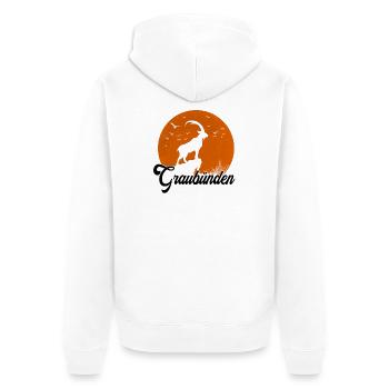 Grey-banded moon silhouette - Unisex Premium Organic Zip Hoodie - white - Back - Thijin (182cm)