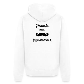 Pouvoir aux moustachus (black) - Veste à capuche bio Premium Unisexe - blanc - Dos - Thijin (182cm)